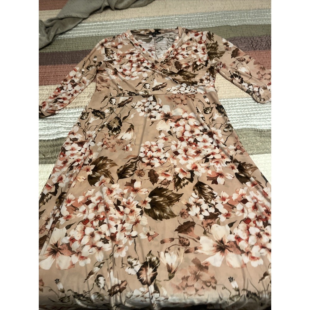 New look Floral Dress Long With Waist Wrap Size Xl Pink And White
